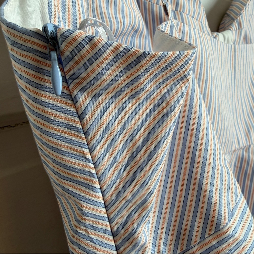 Zara Blue Navy White Burnt Red Peplum Cami Women’s Striped Top NWT XL 2924/182 - Picture 10 of 13